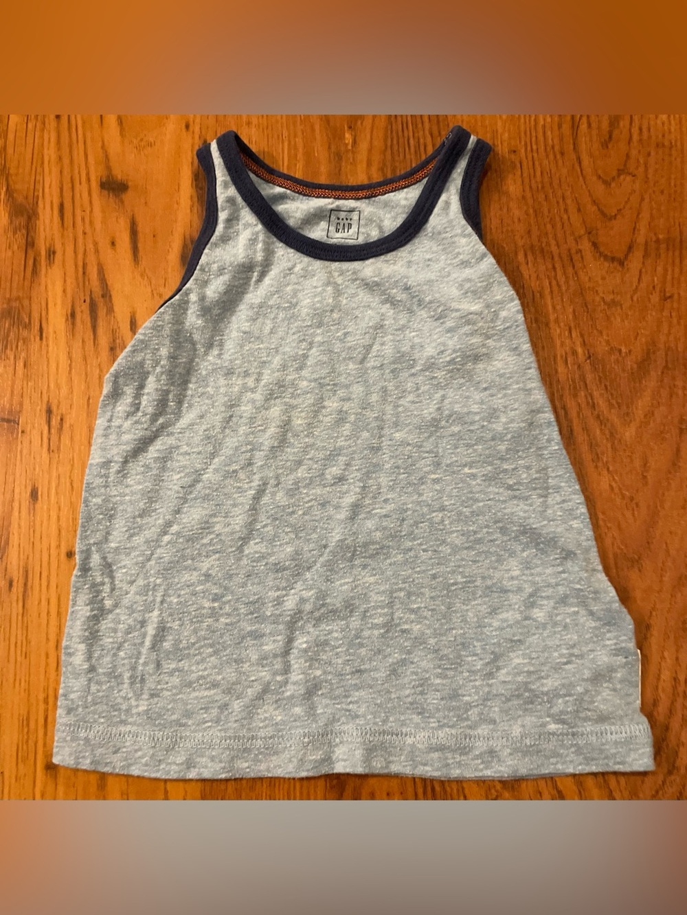 GAP Baby Heather Light Gray Tank with Navy Trim